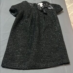 Janie and Jack Elegant Black Tweed Dress with Bow Accent